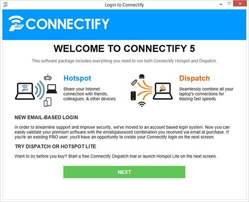 Главное окно программы Connectify Hostpot