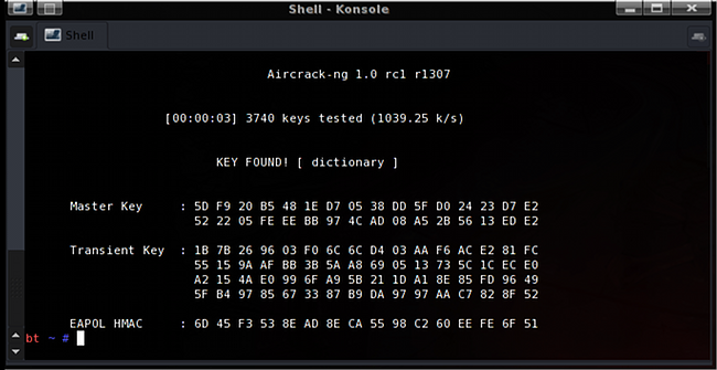 Программа Aircrack-ng выполняет поиск пароля