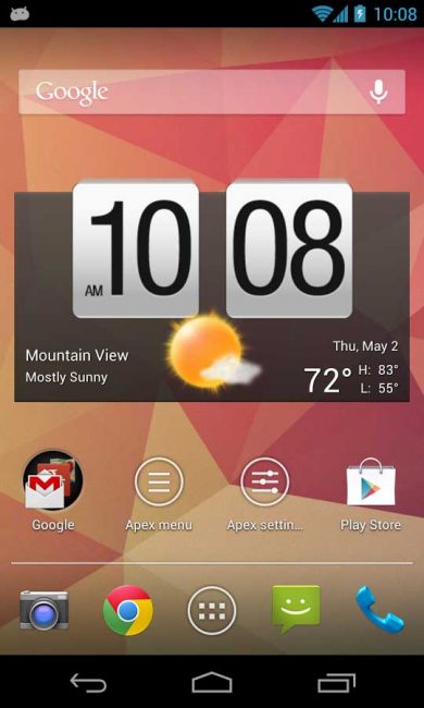 Интерфейс оболочки Apex Launcher