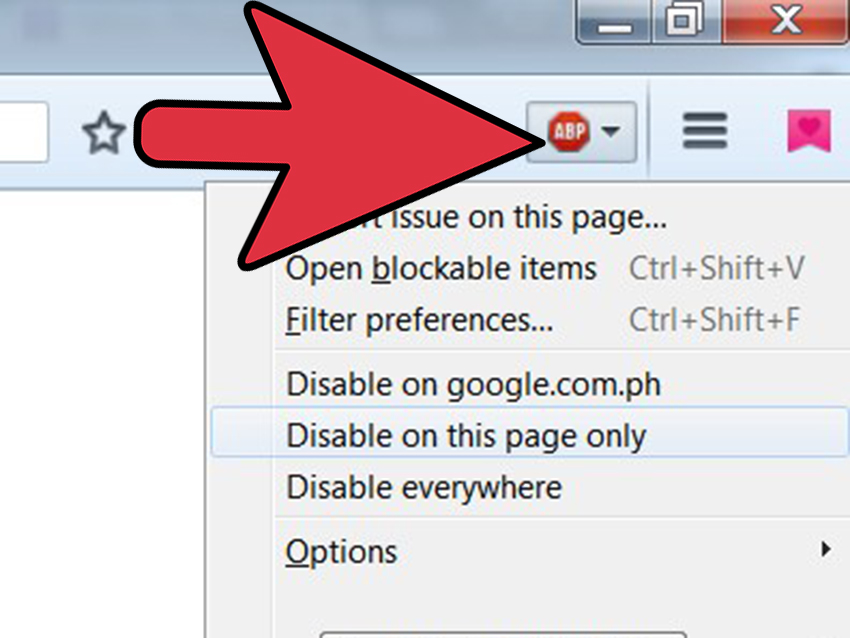 Значок AdBlock на панели браузера