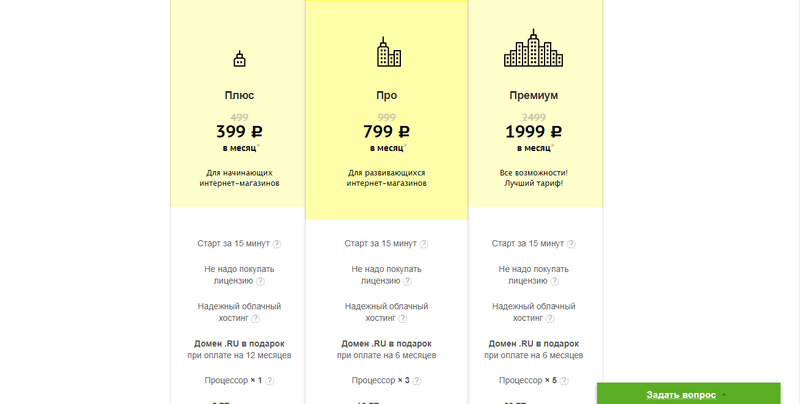 Тарифные планы на сайте Shop-script