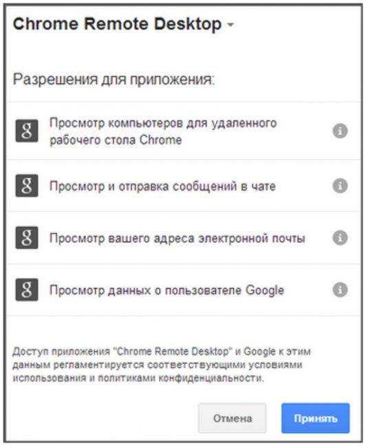 Необходимые разрешения для работы приложения