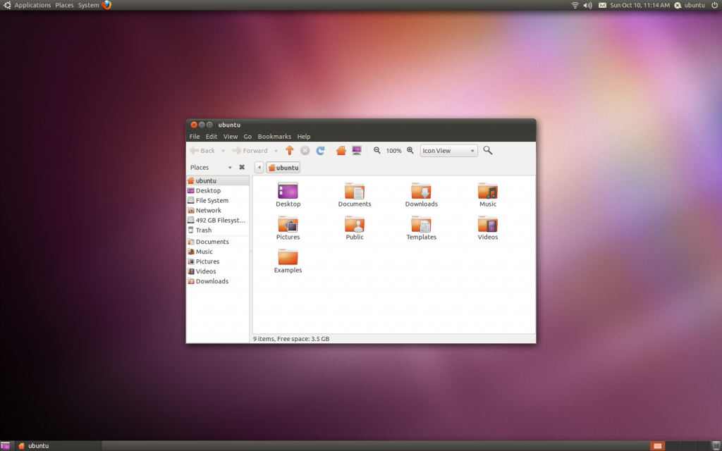 Принтскрин рабочего стола Ubuntu Linux