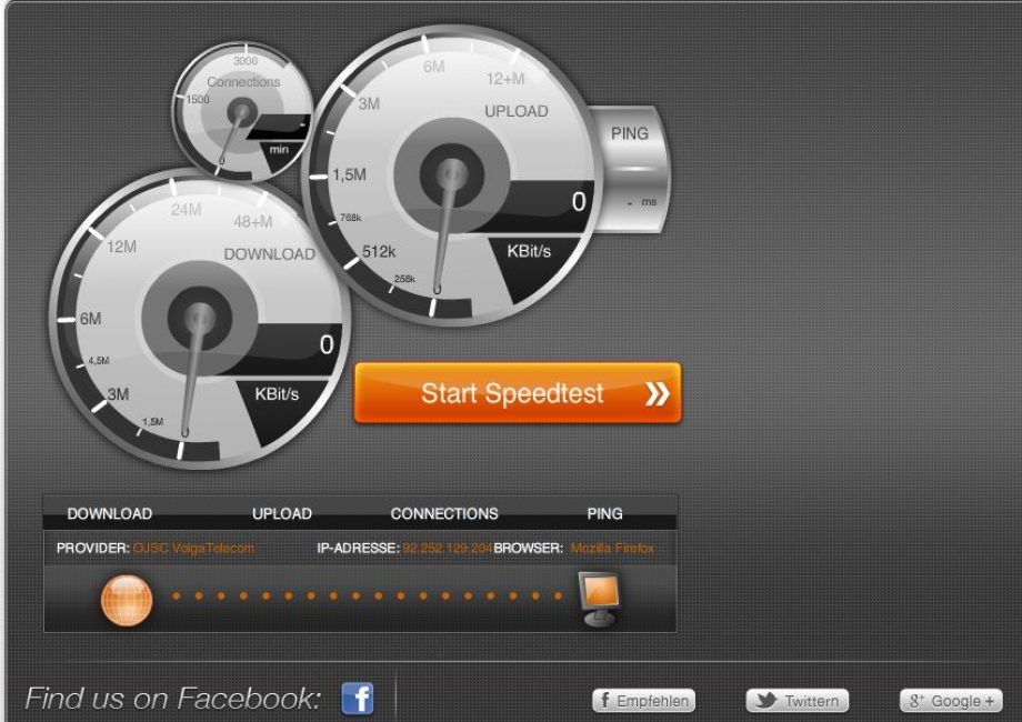 Проверить скорость интернета с помощью cервиса SPEED.IO