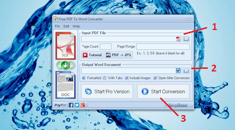 Конвертация с помощью Free PDF to Word Converter
