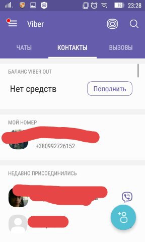 Список контактов в Вайбер