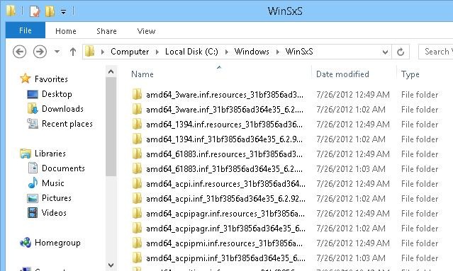Очистка папки WinSxS в Windows 8