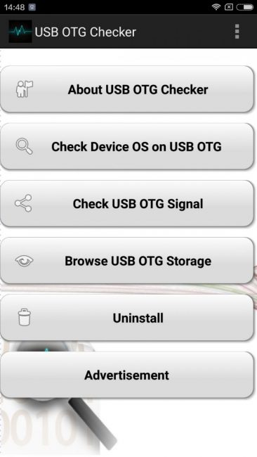 Окно программы USB OTG Checker