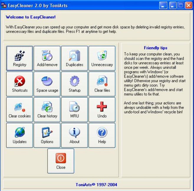 Рабочее окно EasyCleaner