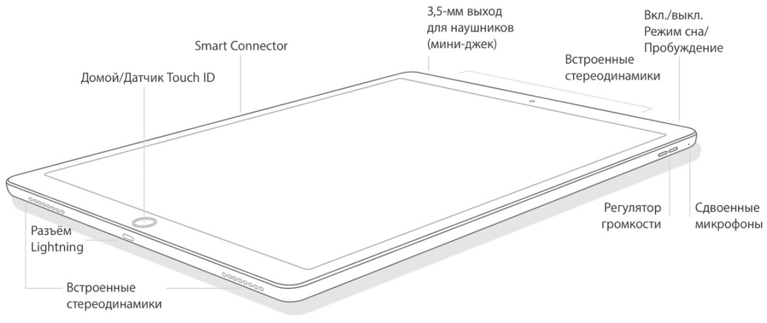 Расположение кнопок на iPad Pro 12.9