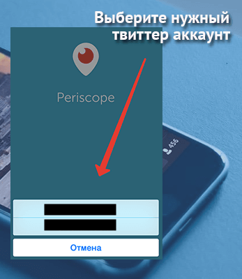 Выбор учетной записи в Twitter