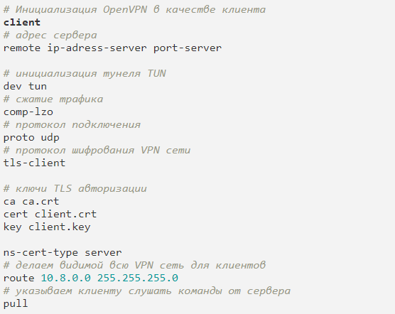 Содержимое файла client.ovpn