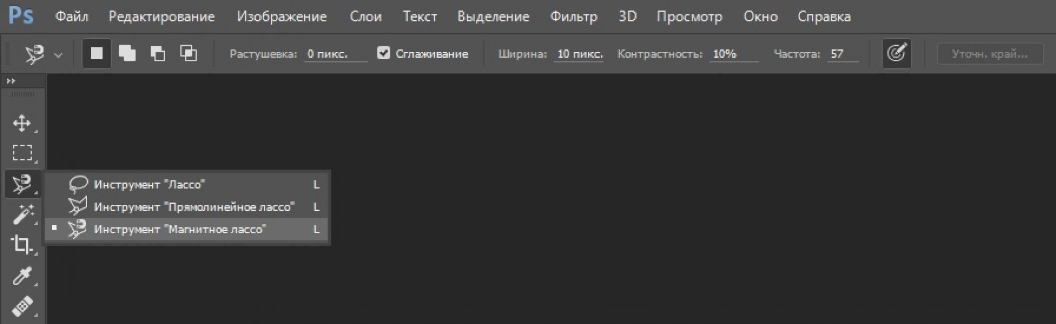 Параметры инструмента «Магнитное лассо»