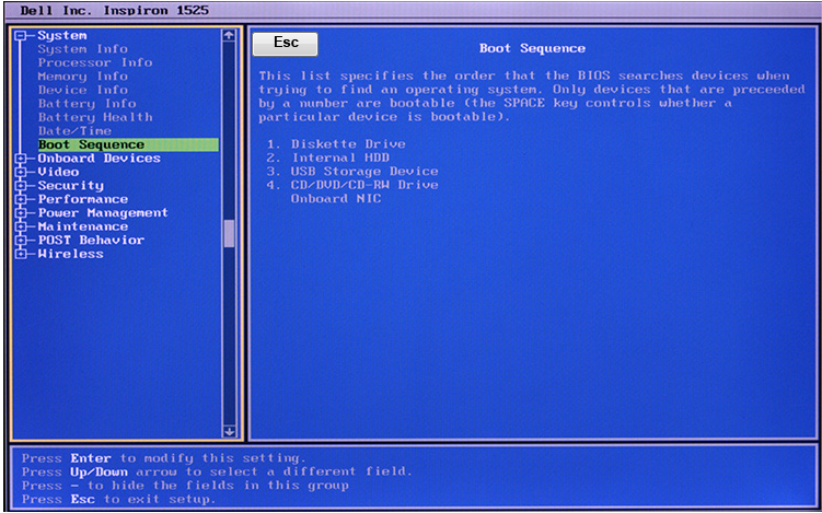Внешний вид DELL BIOS
