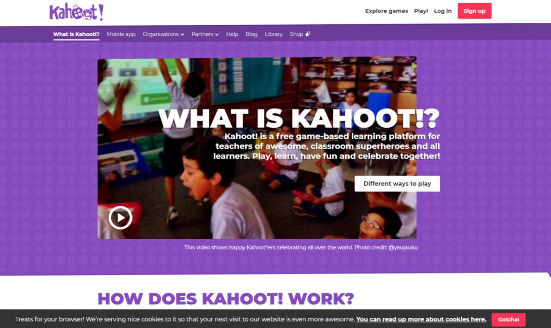 Главная страница сайта Kahoot!