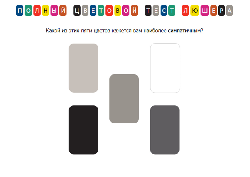 Внешний вид теста Люшера