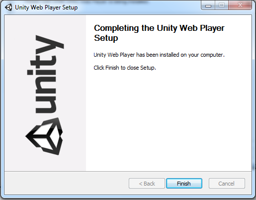 Завершение установки Unity Web Player